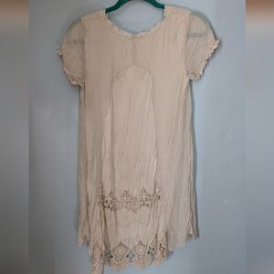 ✨ Nicole Cream High Low Silk Dress with Embroidery And Lace Detail